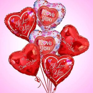 10 heart shape I Love You foil balloons