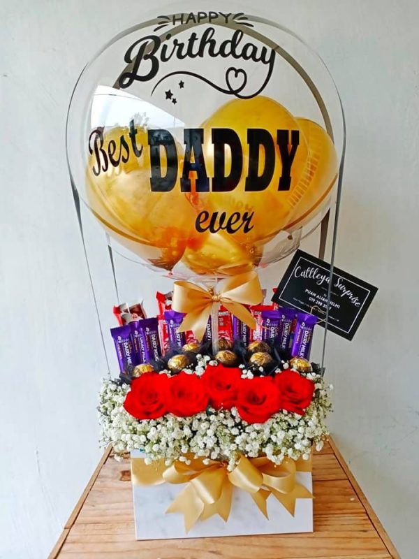 Floral Balloon With Chocolate & Flowers