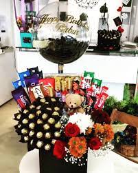 Large Chocolate flower with balloon gift hamper