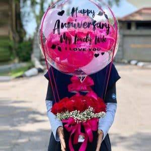 Anniversary Floral Balloon in Pink Theme