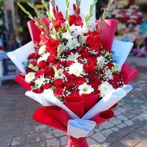 Large Red White Theme Bouquet